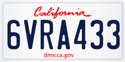 CA license plate 6VRA433