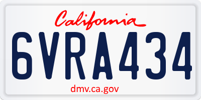 CA license plate 6VRA434