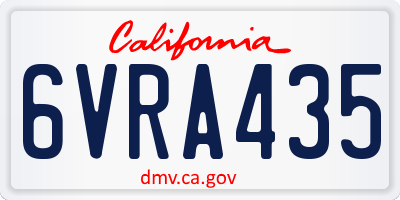 CA license plate 6VRA435