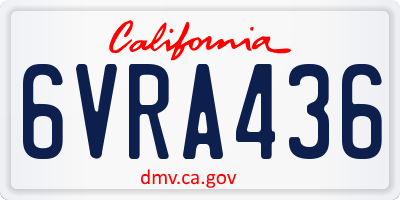 CA license plate 6VRA436