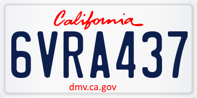 CA license plate 6VRA437