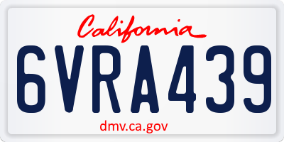 CA license plate 6VRA439