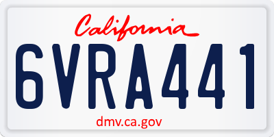CA license plate 6VRA441