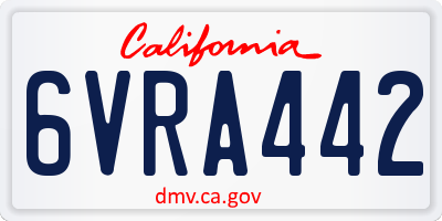 CA license plate 6VRA442