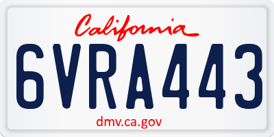 CA license plate 6VRA443