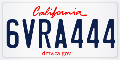 CA license plate 6VRA444