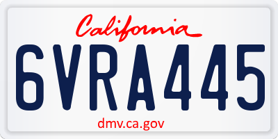 CA license plate 6VRA445