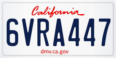 CA license plate 6VRA447