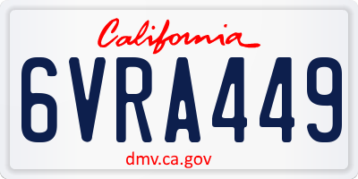 CA license plate 6VRA449