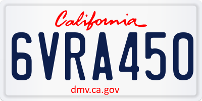 CA license plate 6VRA450