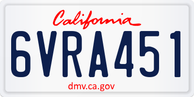 CA license plate 6VRA451