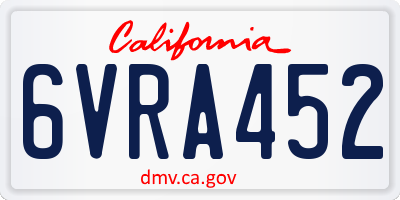 CA license plate 6VRA452