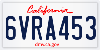 CA license plate 6VRA453