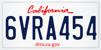 CA license plate 6VRA454