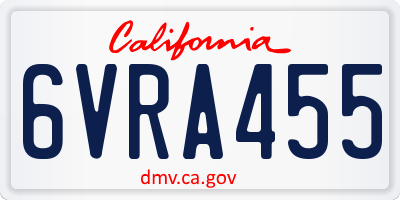 CA license plate 6VRA455
