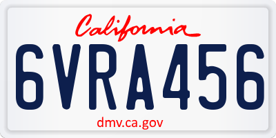 CA license plate 6VRA456
