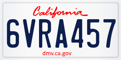 CA license plate 6VRA457
