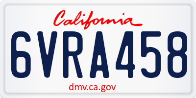 CA license plate 6VRA458