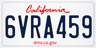 CA license plate 6VRA459