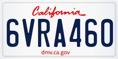 CA license plate 6VRA460