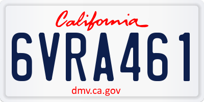 CA license plate 6VRA461