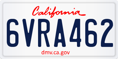 CA license plate 6VRA462