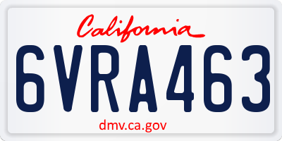 CA license plate 6VRA463