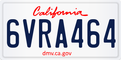 CA license plate 6VRA464