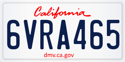 CA license plate 6VRA465