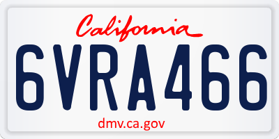 CA license plate 6VRA466