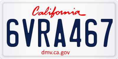 CA license plate 6VRA467