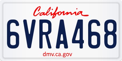 CA license plate 6VRA468