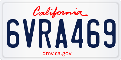 CA license plate 6VRA469