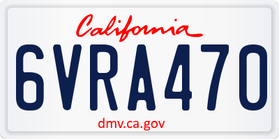 CA license plate 6VRA470