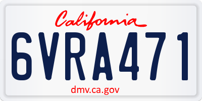 CA license plate 6VRA471