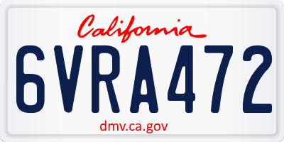 CA license plate 6VRA472