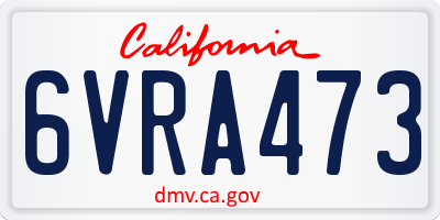 CA license plate 6VRA473