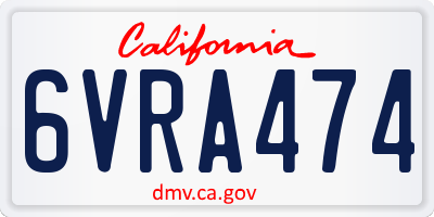 CA license plate 6VRA474