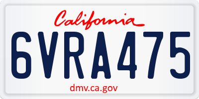 CA license plate 6VRA475