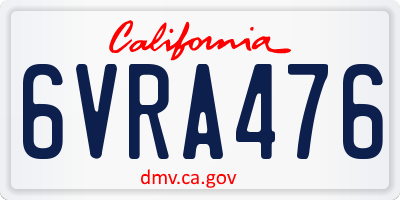 CA license plate 6VRA476