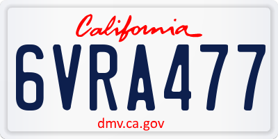 CA license plate 6VRA477