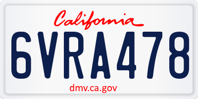 CA license plate 6VRA478