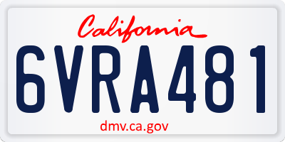 CA license plate 6VRA481