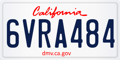 CA license plate 6VRA484