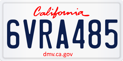 CA license plate 6VRA485