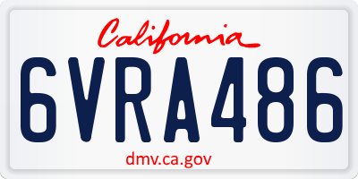 CA license plate 6VRA486