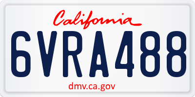 CA license plate 6VRA488