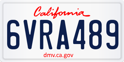 CA license plate 6VRA489