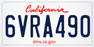 CA license plate 6VRA490