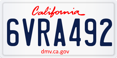 CA license plate 6VRA492